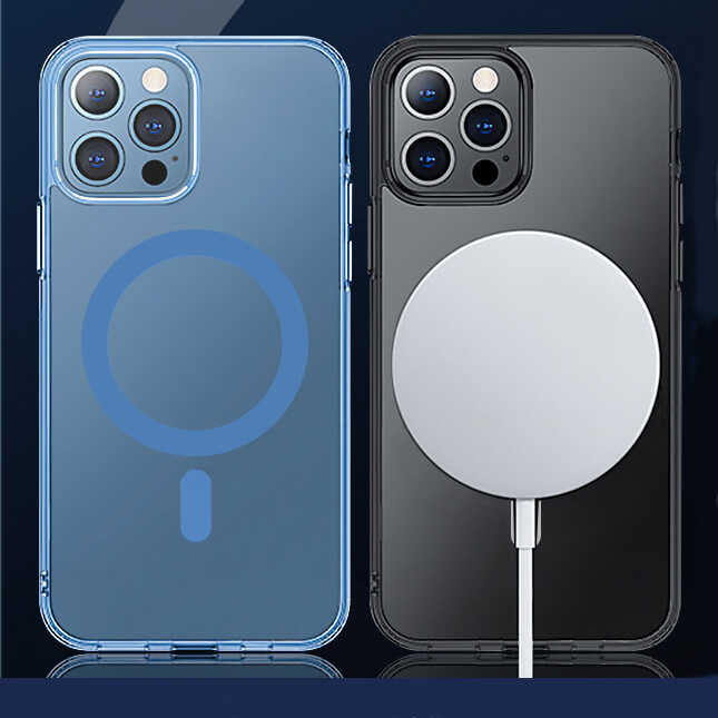 Apple iPhone 13 Wiwu M-safe Şarj Özellikli Lens Korumalı Şeffaf Silikon Kapak Siyah