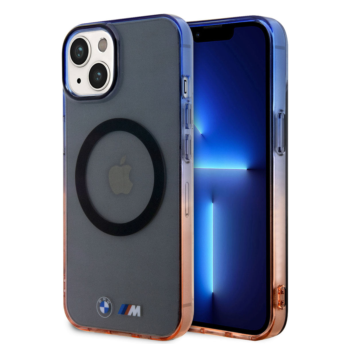 Apple iPhone 14 Kılıf BMW M-safe Şarj Özellikli Transparan Renk Geçişli Dizayn Kapak Gri