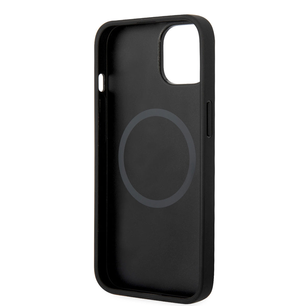 Apple iPhone 14 Kılıf Ferrari M-safe Şarj Özellikli Karbon İtalyan Bayrak Dizayn Kapak Siyah