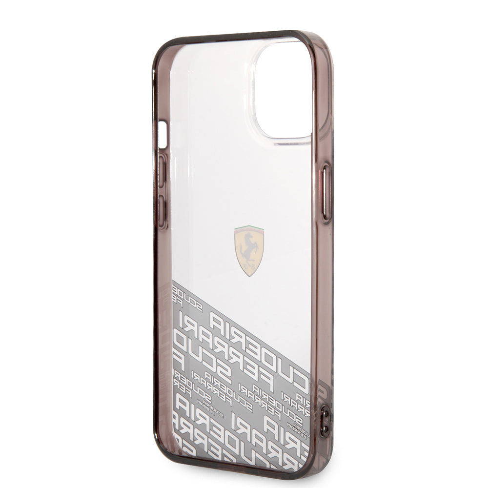 Apple iPhone 14 Kılıf Ferrari Orjinal Lisanlı Transparan Alt Kısım Baskılı Dizayn Kapak Kırmızı