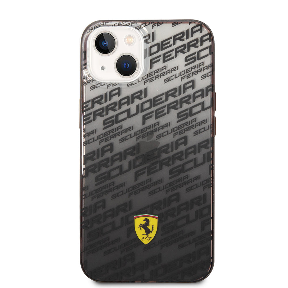 Apple iPhone 14 Kılıf Ferrari Orjinal Lisanlı Transparan SF Baskılı Dizayn Kapak Siyah
