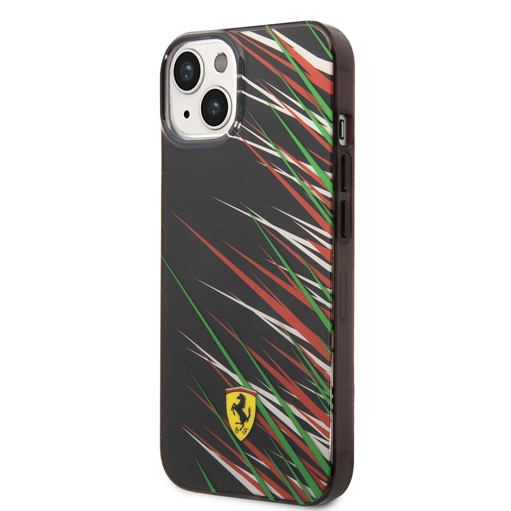 Apple iPhone 14 Kılıf Ferrari Orjinal Lisanslı Baskı Logolu Çimen Desenli Kapak Siyah