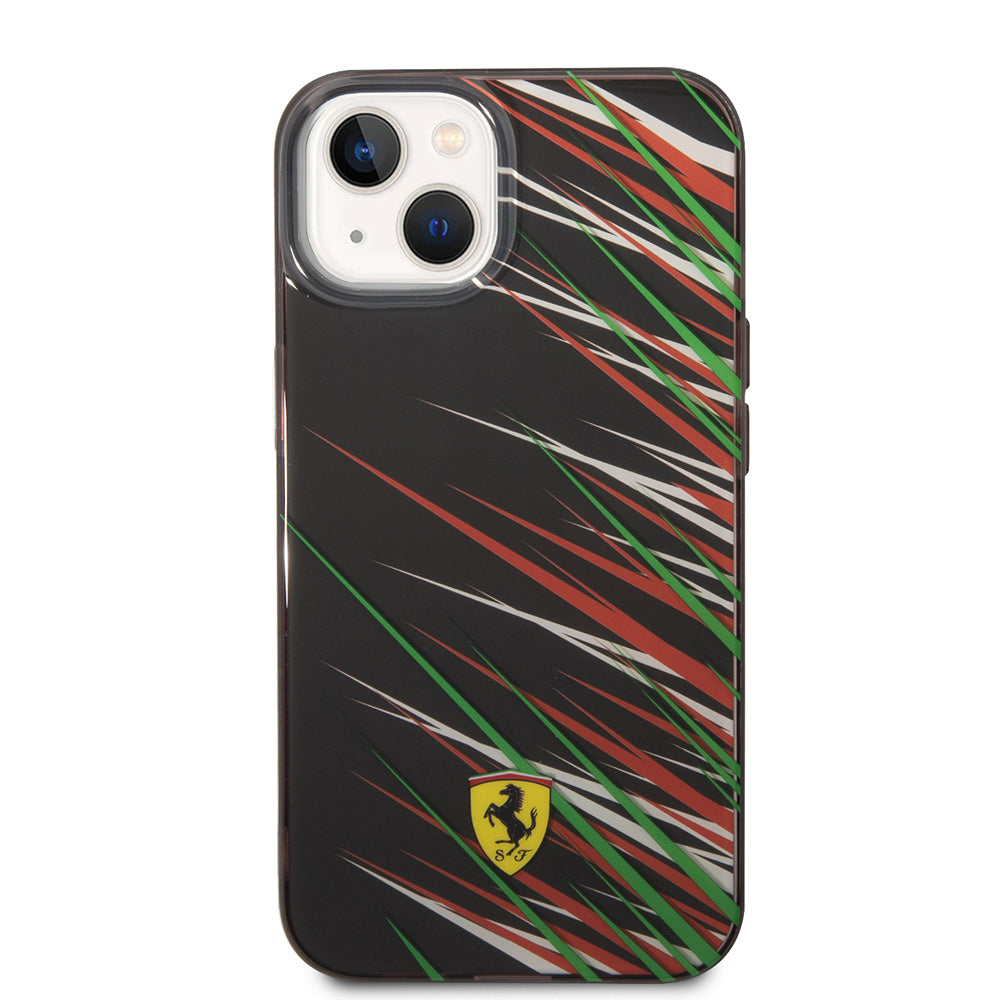 Apple iPhone 14 Kılıf Ferrari Orjinal Lisanslı Baskı Logolu Çimen Desenli Kapak Sarı