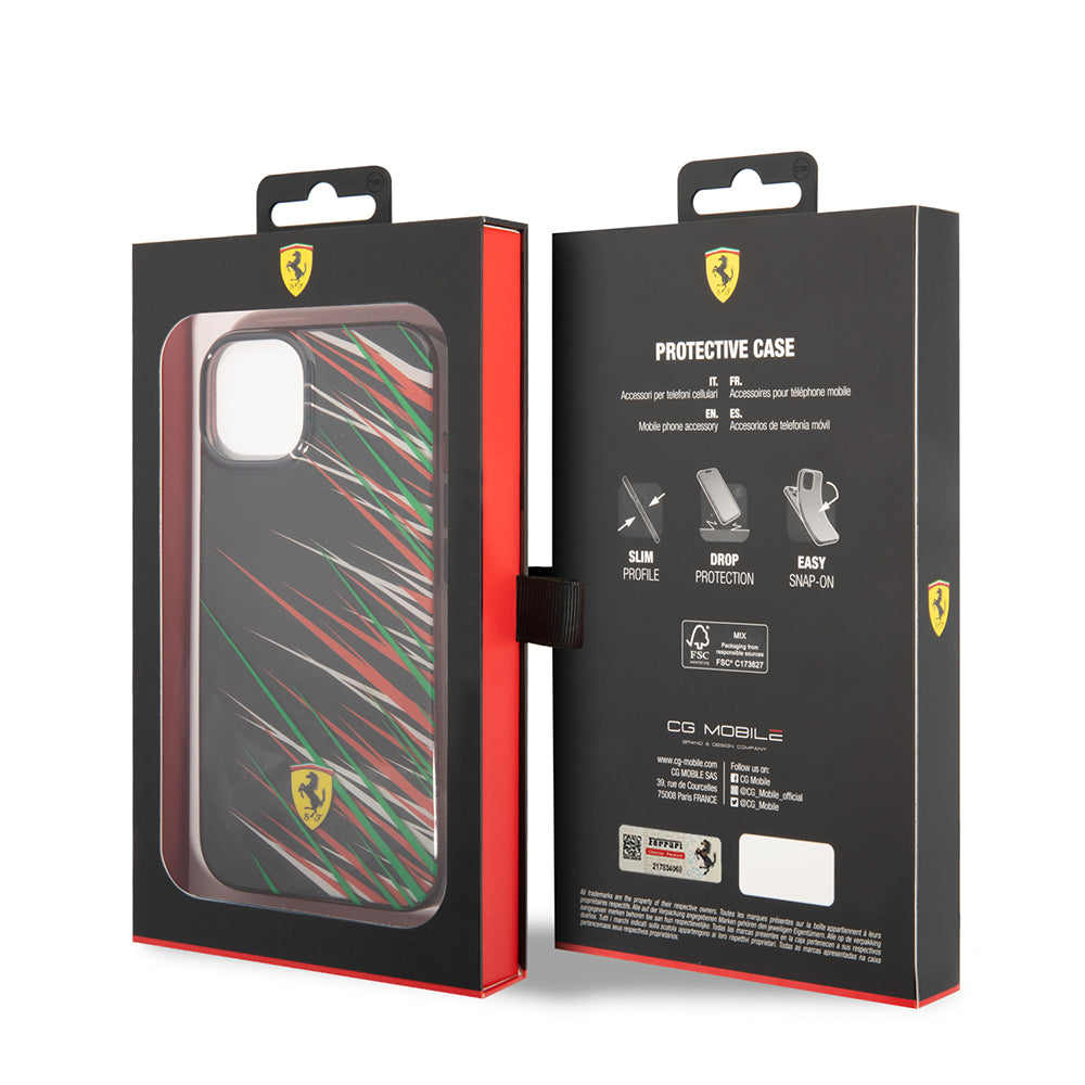 Apple iPhone 14 Kılıf Ferrari Orjinal Lisanslı Baskı Logolu Çimen Desenli Kapak Siyah