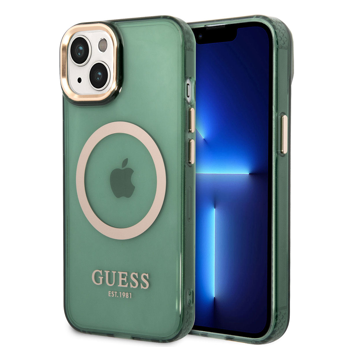 Apple iPhone 14 Kılıf GUESS M-safe Şarj Özellikli Airbagli Dizayn Kapak Pembe