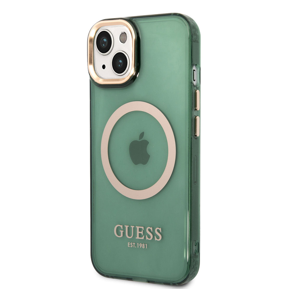 Apple iPhone 14 Kılıf GUESS M-safe Şarj Özellikli Airbagli Dizayn Kapak Pembe