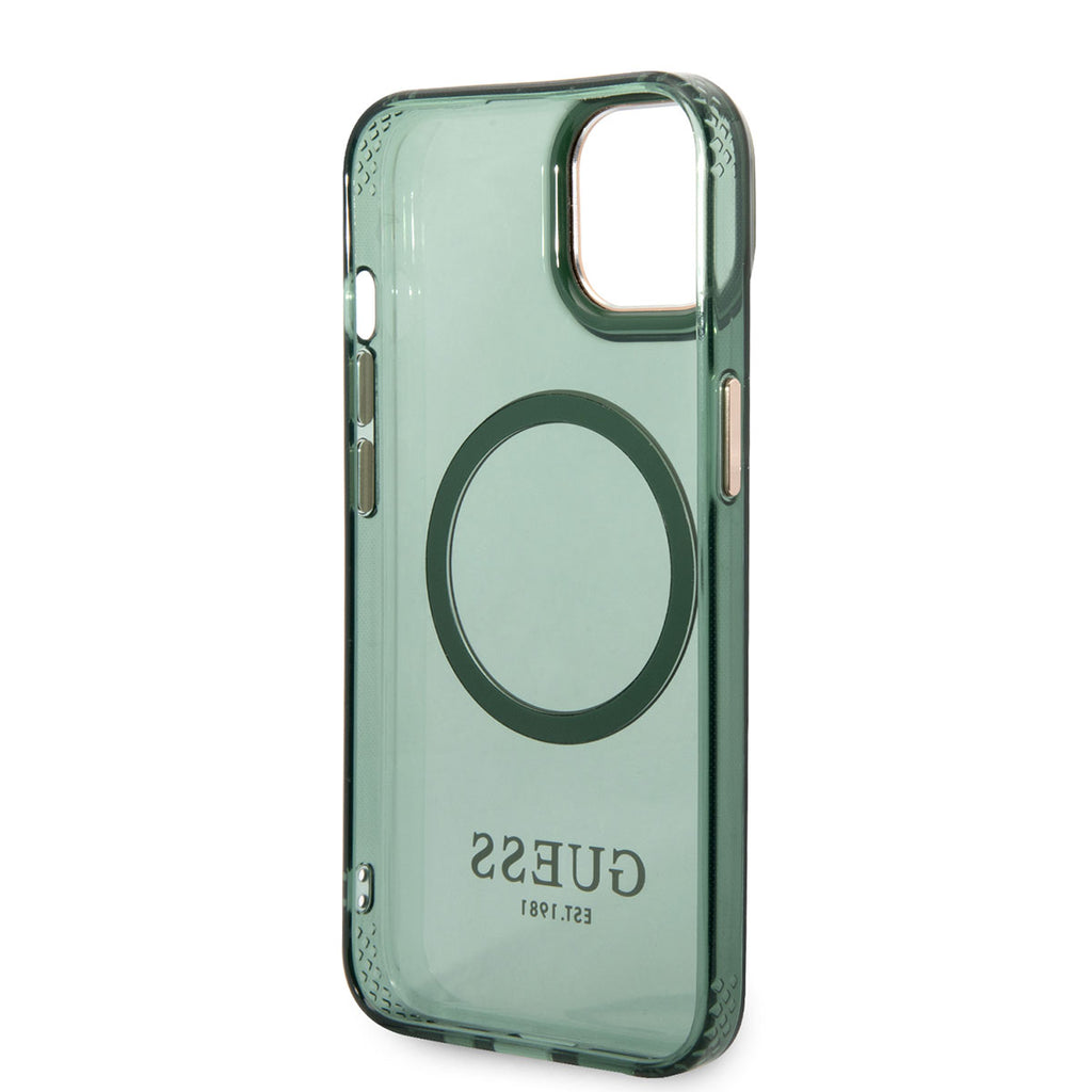 Apple iPhone 14 Kılıf GUESS M-safe Şarj Özellikli Airbagli Dizayn Kapak Pembe