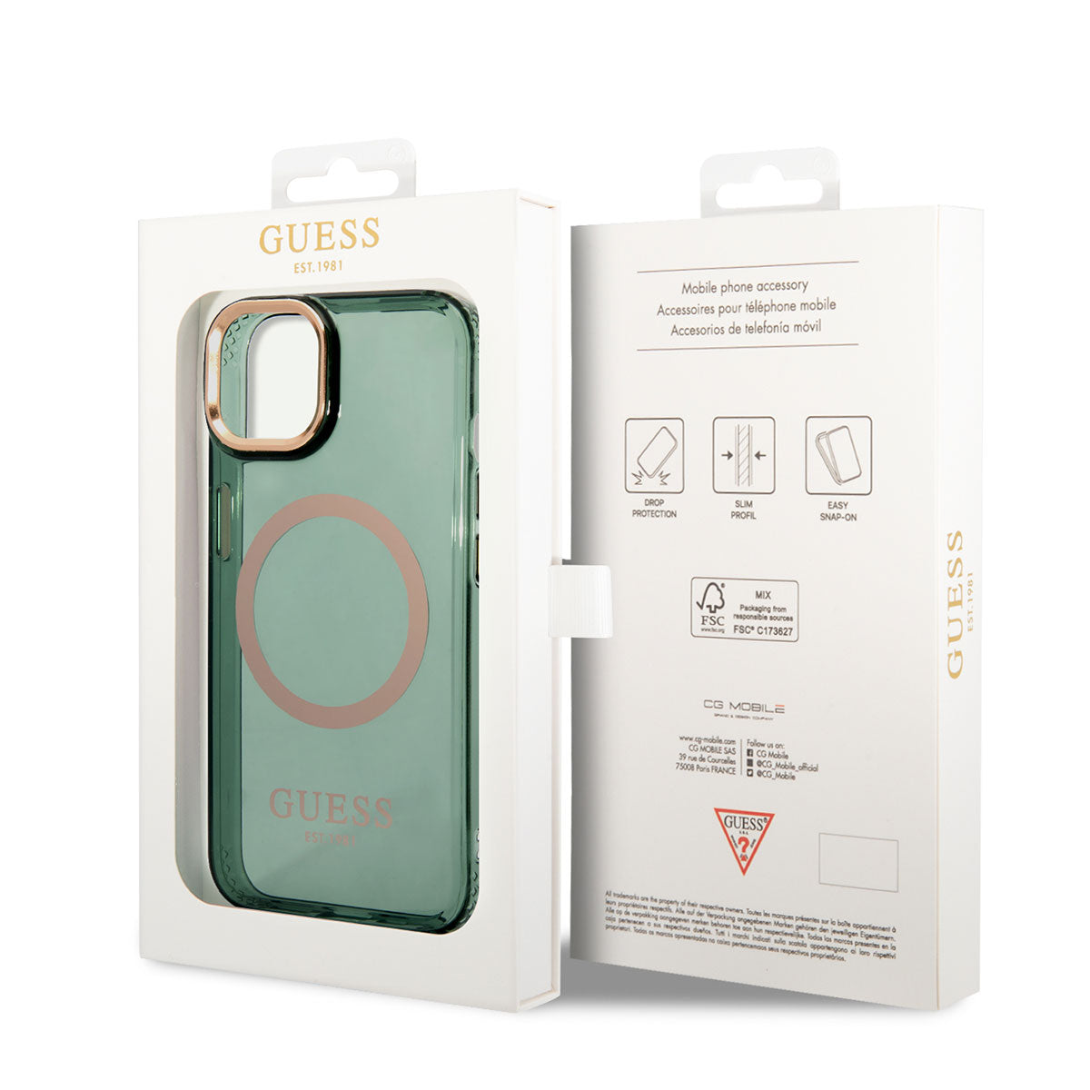 Apple iPhone 14 Kılıf GUESS M-safe Şarj Özellikli Airbagli Dizayn Kapak Pembe