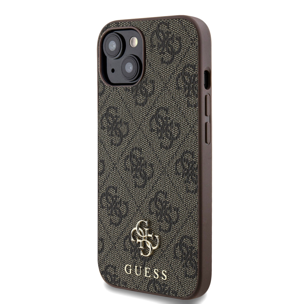 Apple iPhone 14 Kılıf Guess Orjinal Lisanslı M-safe Şarj Özellikli Small 4G Classic Kapak Kahverengi
