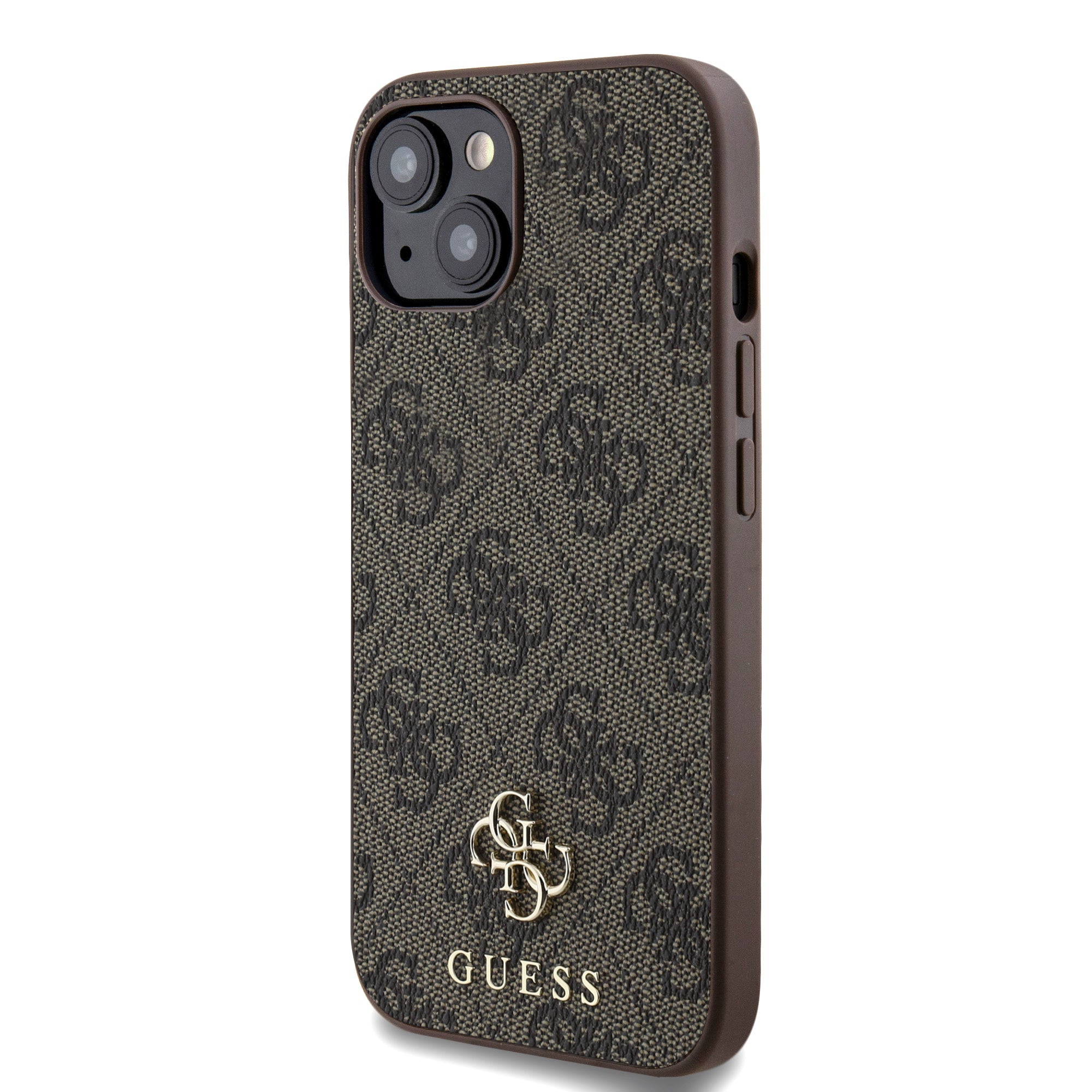 Apple iPhone 14 Kılıf Guess Orjinal Lisanslı M-safe Şarj Özellikli Small 4G Classic Kapak Kahverengi