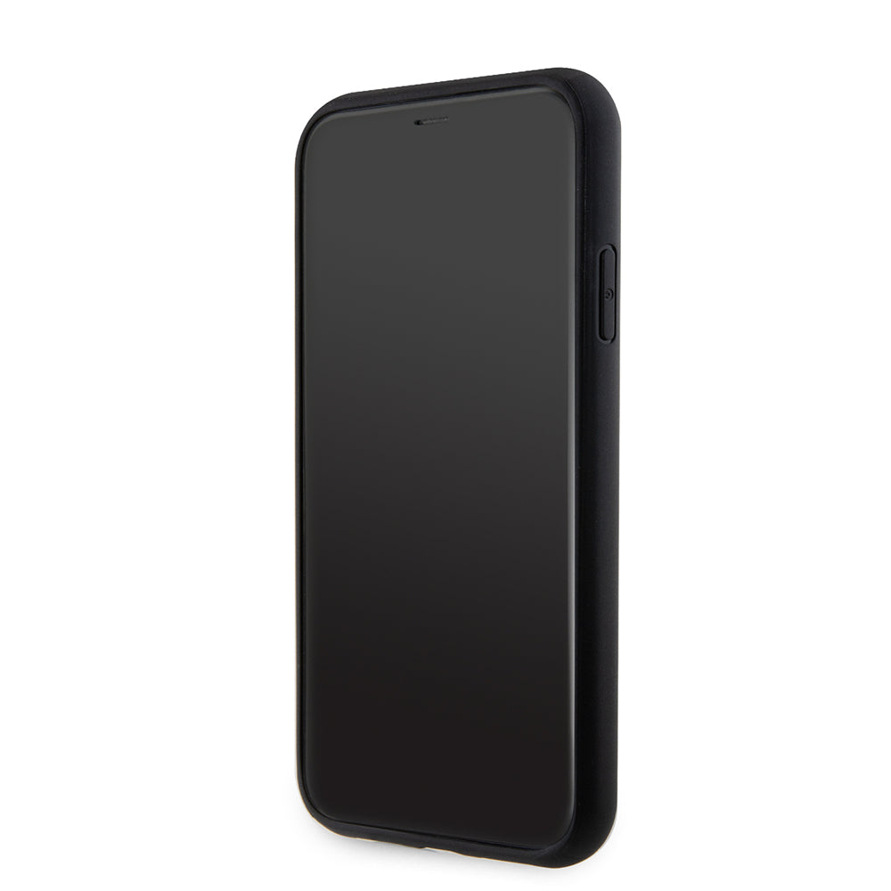 Apple iPhone 14 Kılıf Guess Orjinal Lisanslı M-safe Şarj Özellikli Yazı Logolu Saffiano Classic Kapak Siyah