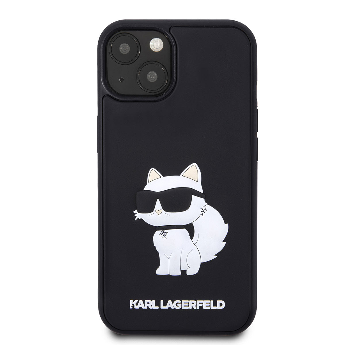 Apple iPhone 14 Kılıf Karl Lagerfeld 3D Rubber Choupette Dizayn Kapak Siyah