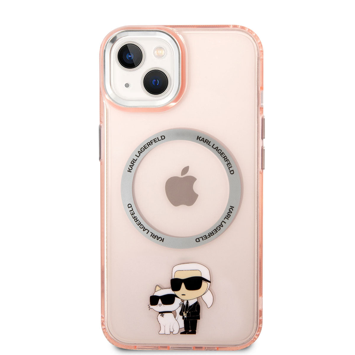 Apple iPhone 14 Kılıf Karl Lagerfeld M-safe Şarj Özellikli K&C Dizayn Kapak Pembe