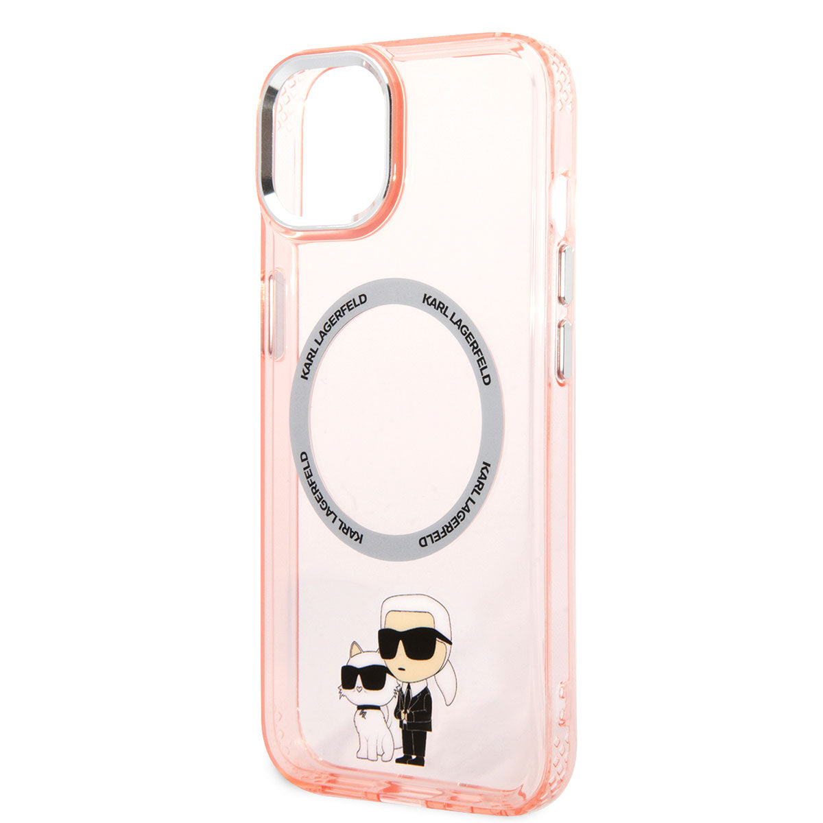 Apple iPhone 14 Kılıf Karl Lagerfeld M-safe Şarj Özellikli K&C Dizayn Kapak Pembe