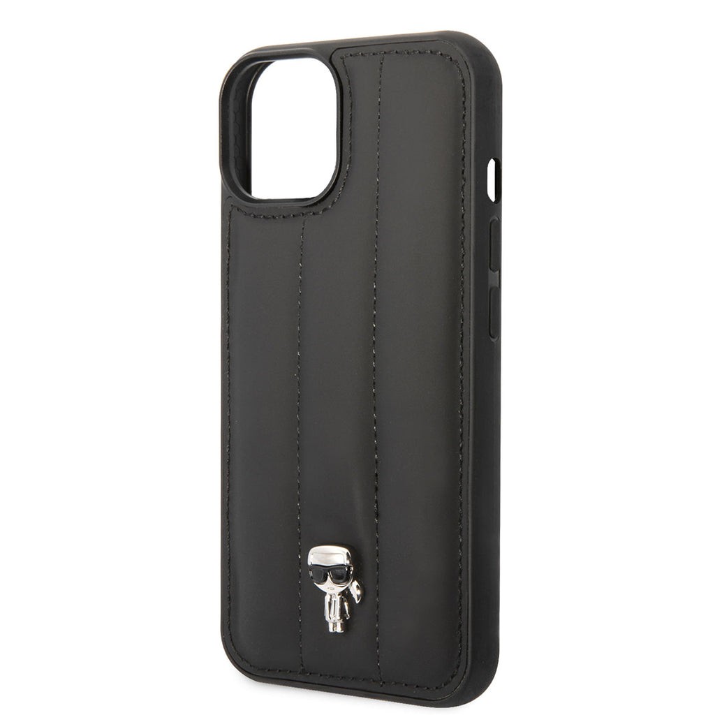 Apple iPhone 14 Kılıf Karl Lagerfeld Nylon Puffy Airbag Karl Dizayn Kapak Siyah