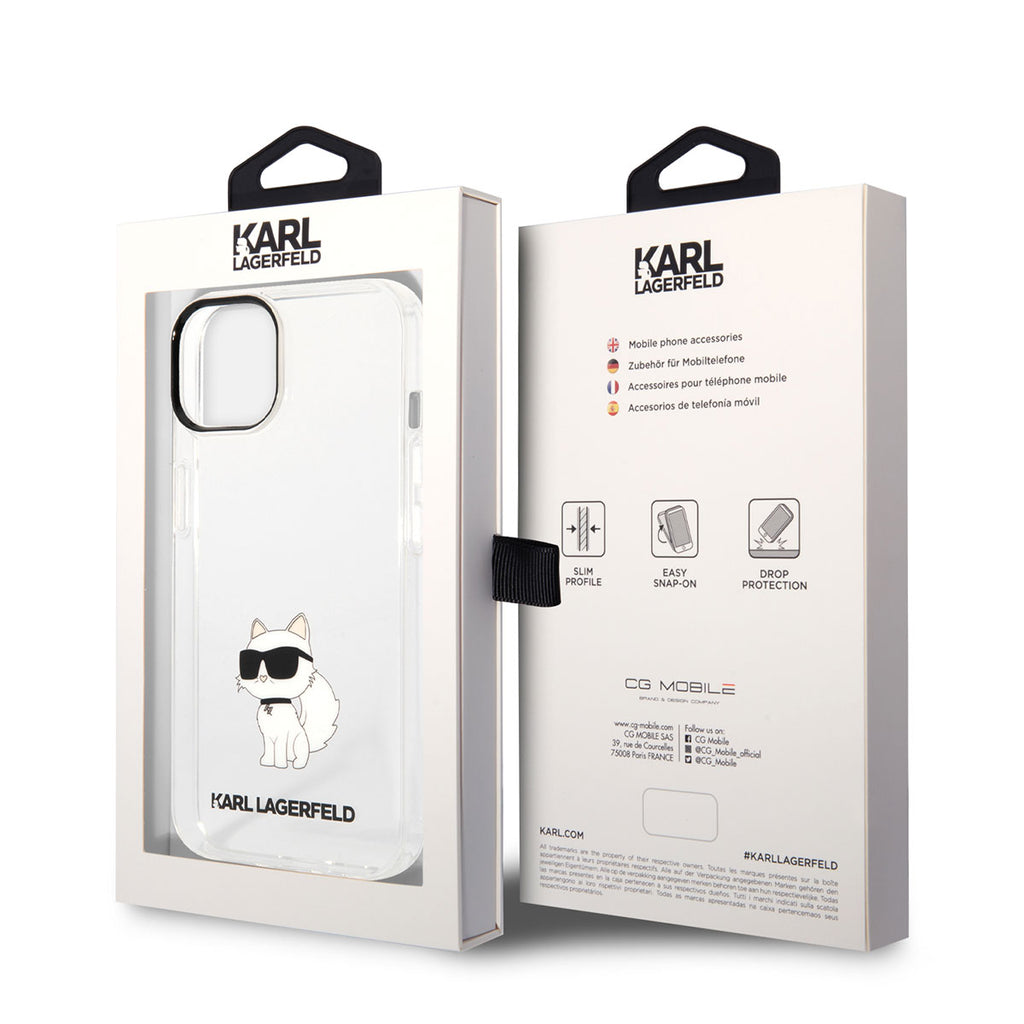 Apple iPhone 14 Kılıf Karl Lagerfeld Transparan Choupette Dizayn Kapak Renksiz