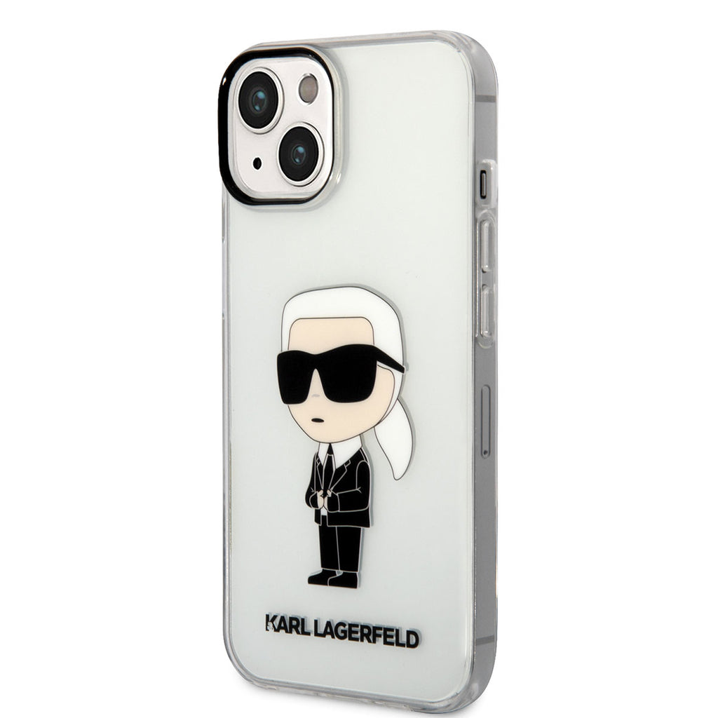 Apple iPhone 14 Kılıf Karl Lagerfeld Transparan İkonik Karl Dizayn Kapak Renksiz