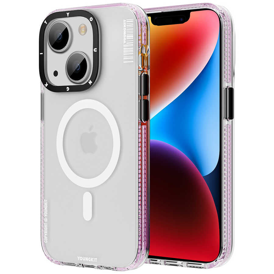 Apple iPhone 14 Kılıf M-safe Şarj Özellikli Youngkit Jane Sand Serisi Kapak Derin Mor