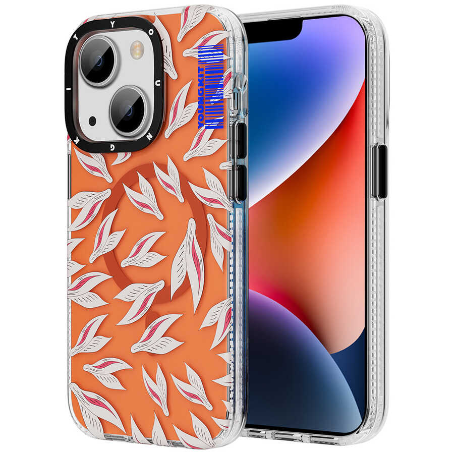 Apple iPhone 14 Kılıf M-safe Şarj Özellikli Youngkit Play Rabbit Serisi Kapak Kırmızı