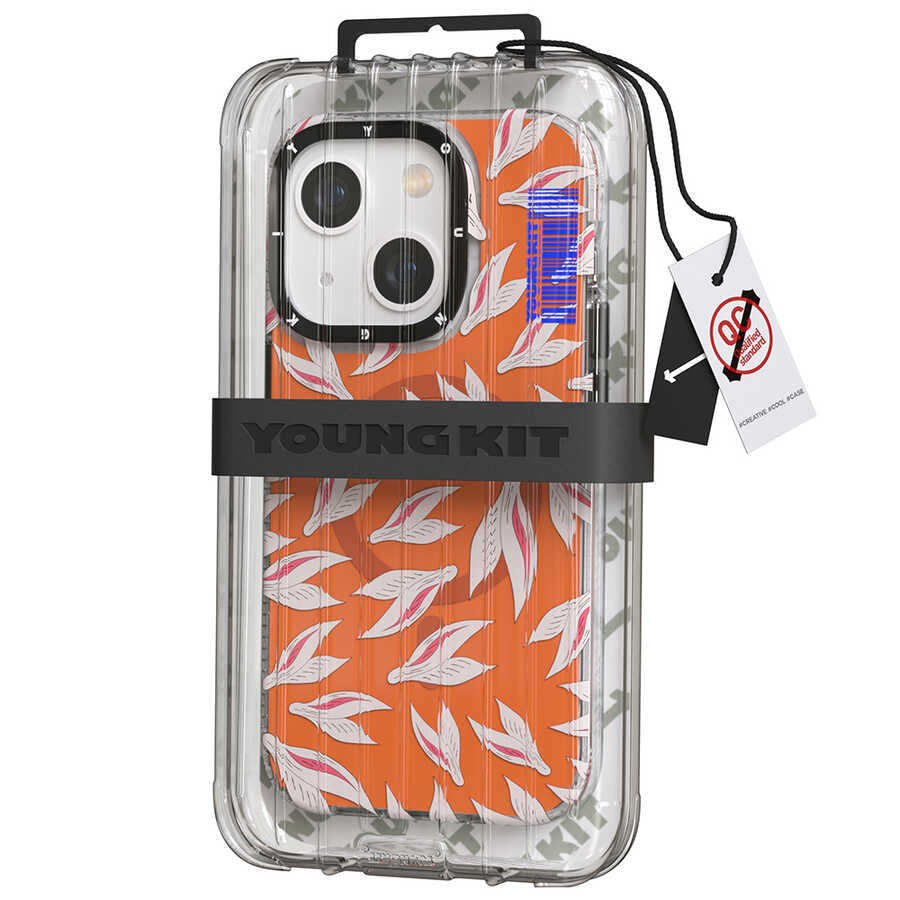 Apple iPhone 14 Kılıf M-safe Şarj Özellikli Youngkit Play Rabbit Serisi Kapak Kırmızı