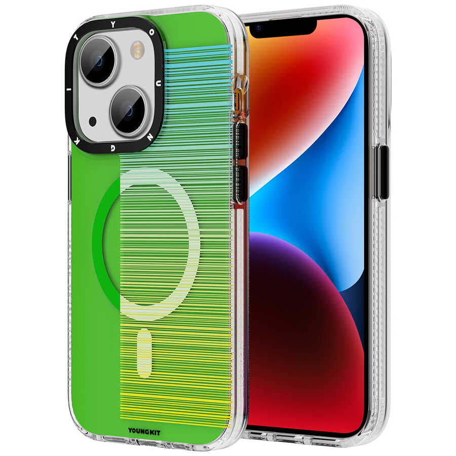 Apple iPhone 14 Kılıf M-safe Şarj Özellikli Youngkit Pure Serisi Kapak Gri