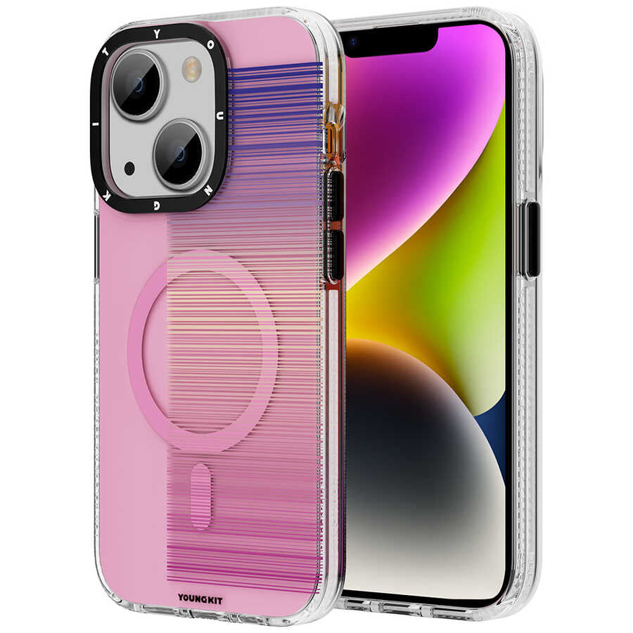 Apple iPhone 14 Kılıf M-safe Şarj Özellikli Youngkit Pure Serisi Kapak Pembe