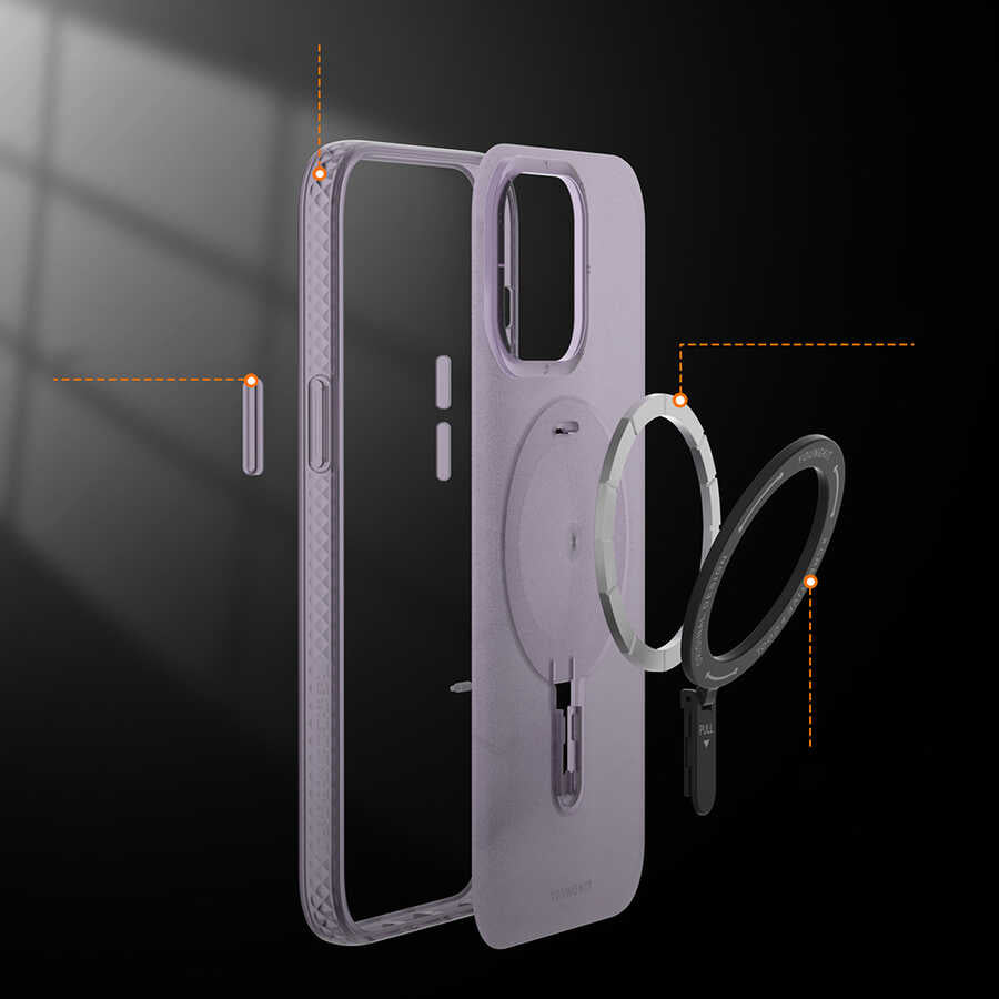 Apple iPhone 14 Kılıf M-safe Şarj Özellikli Youngkit Rock Serisi Kapak Derin Mor