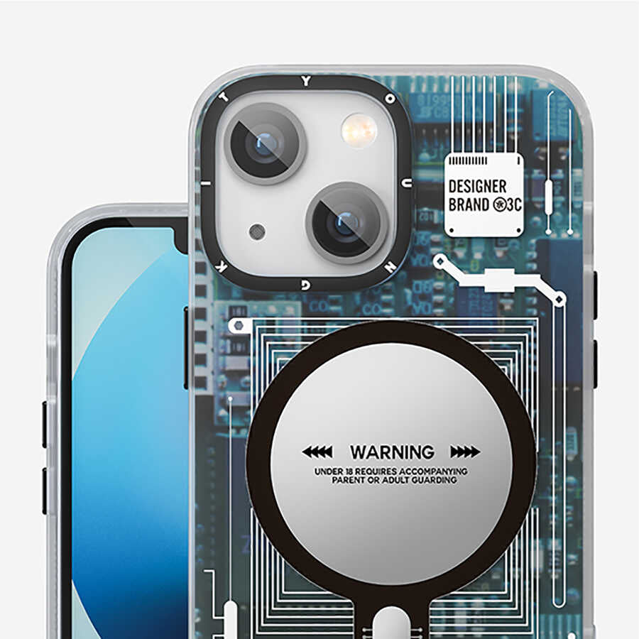 Apple iPhone 14 Kılıf M-safe Şarj Özellikli YoungKit Technology Serisi Kapak Mavi