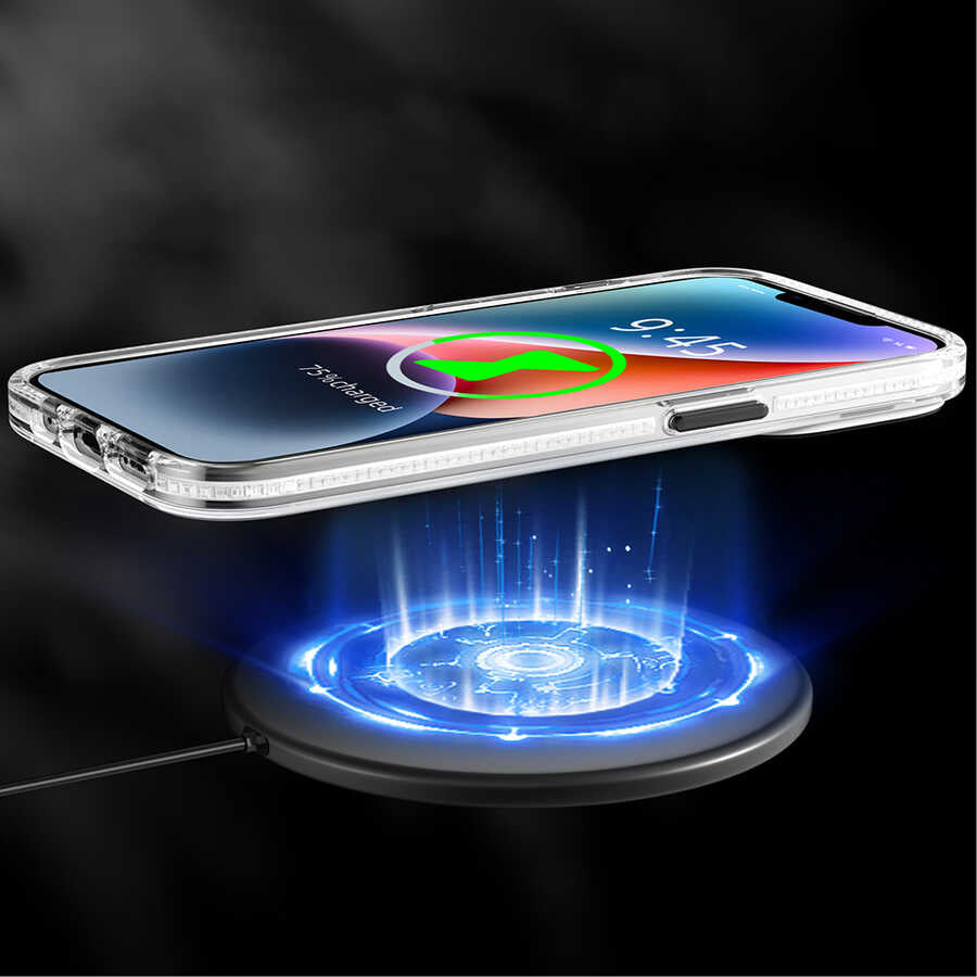 Apple iPhone 14 Kılıf M-safe Şarj Özellikli Youngkit Water-Ink Serisi Kapak Beyaz