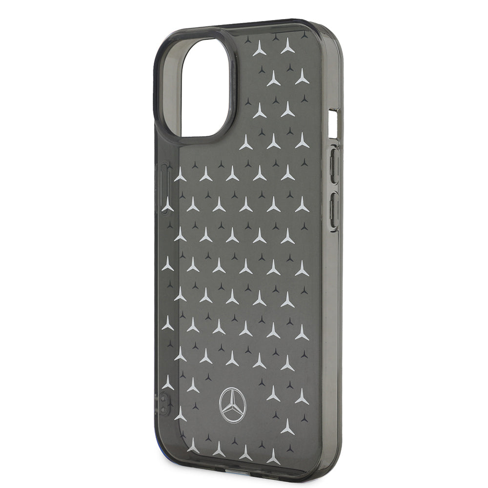 Apple iPhone 14 Kılıf Mercedes Benz Çift Katmanlı Yıldız Desenli Dizayn Kapak Siyah-Mavi