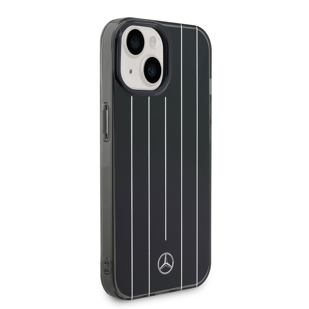 Apple iPhone 14 Kılıf Mercedes Benz Orjinal Lisanslı New Urban 3 Sert PC Paralel Çizgi Desenli Kapak Siyah