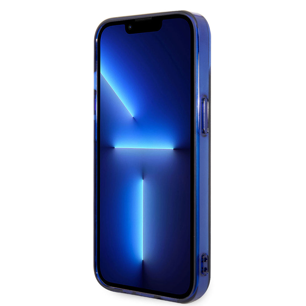 Apple iPhone 14 Kılıf Mercedes Benz Transparan Yıldızlı Dizayn Kapak Mavi