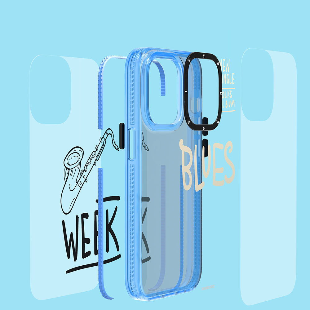 Apple iPhone 14 Kılıf Şeffaf Renkli Yazı Temalı Tasarım YoungKit Jazz Serisi Kapak Pembe