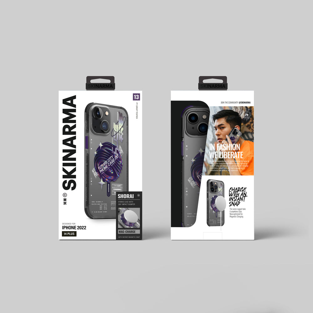 Apple iPhone 14 Kılıf SkinArma Şeffaf Airbag Tasarımlı M-safe Şarj Özellikli Shorai Kapak Mor