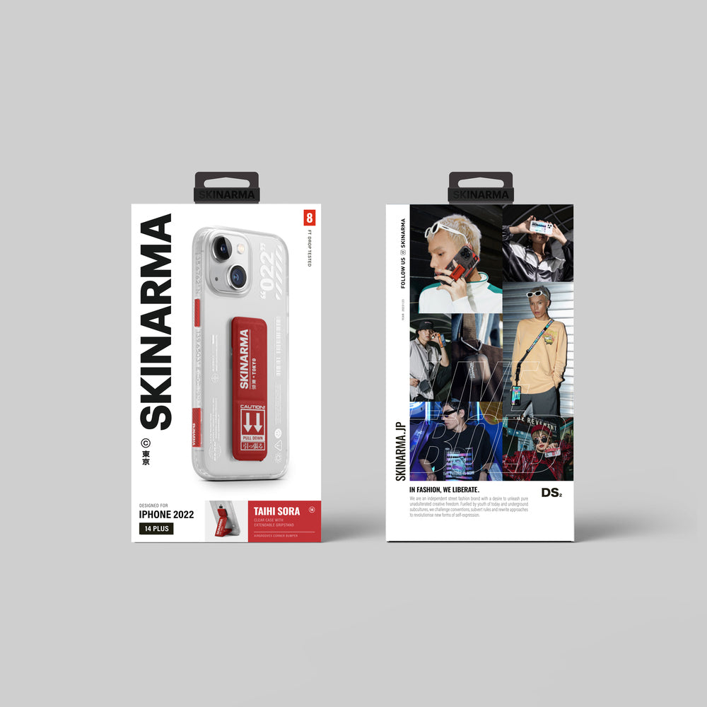 Apple iPhone 14 Kılıf SkinArma Standlı Şeffaf Tasarımlı Taihi Sora Kapak Mavi