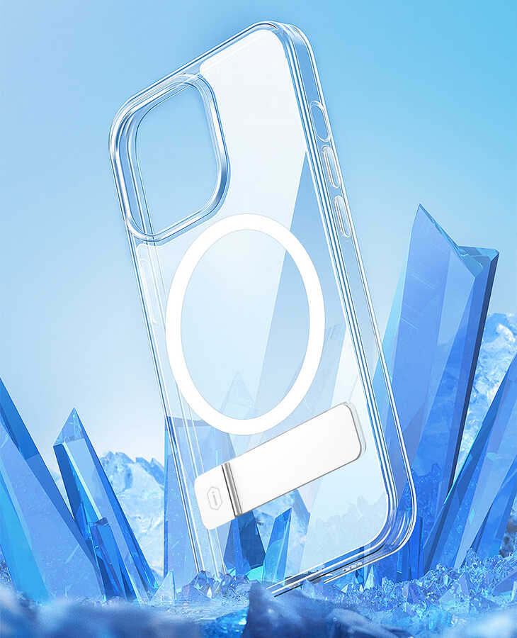 Apple iPhone 14 Kılıf Standlı M-safe Wireless Şarj Özellikli Wiwu Aurora Serisi Kapak Renksiz