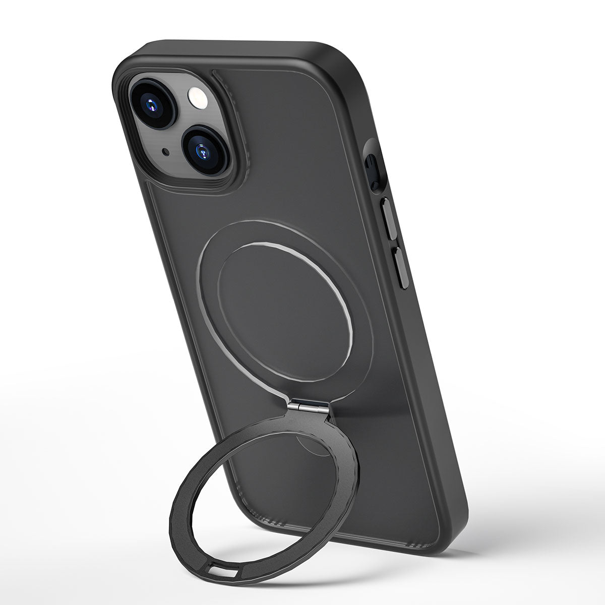 Apple iPhone 14 Kılıf Wiwu ZMM-010 M-safe Şarj Özellikli Parmak İzi Bırakmayan Mat Transparan Standlı Kapak Derin Mor