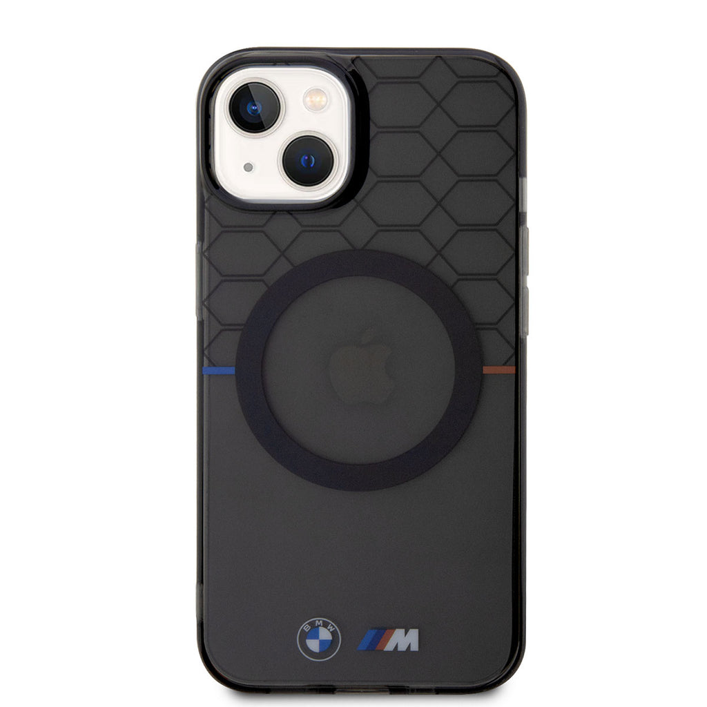 Apple iPhone 14 Plus Kılıf BMW M-safe Şarj Özellikli Transparan M Dizayn Kapak Gri