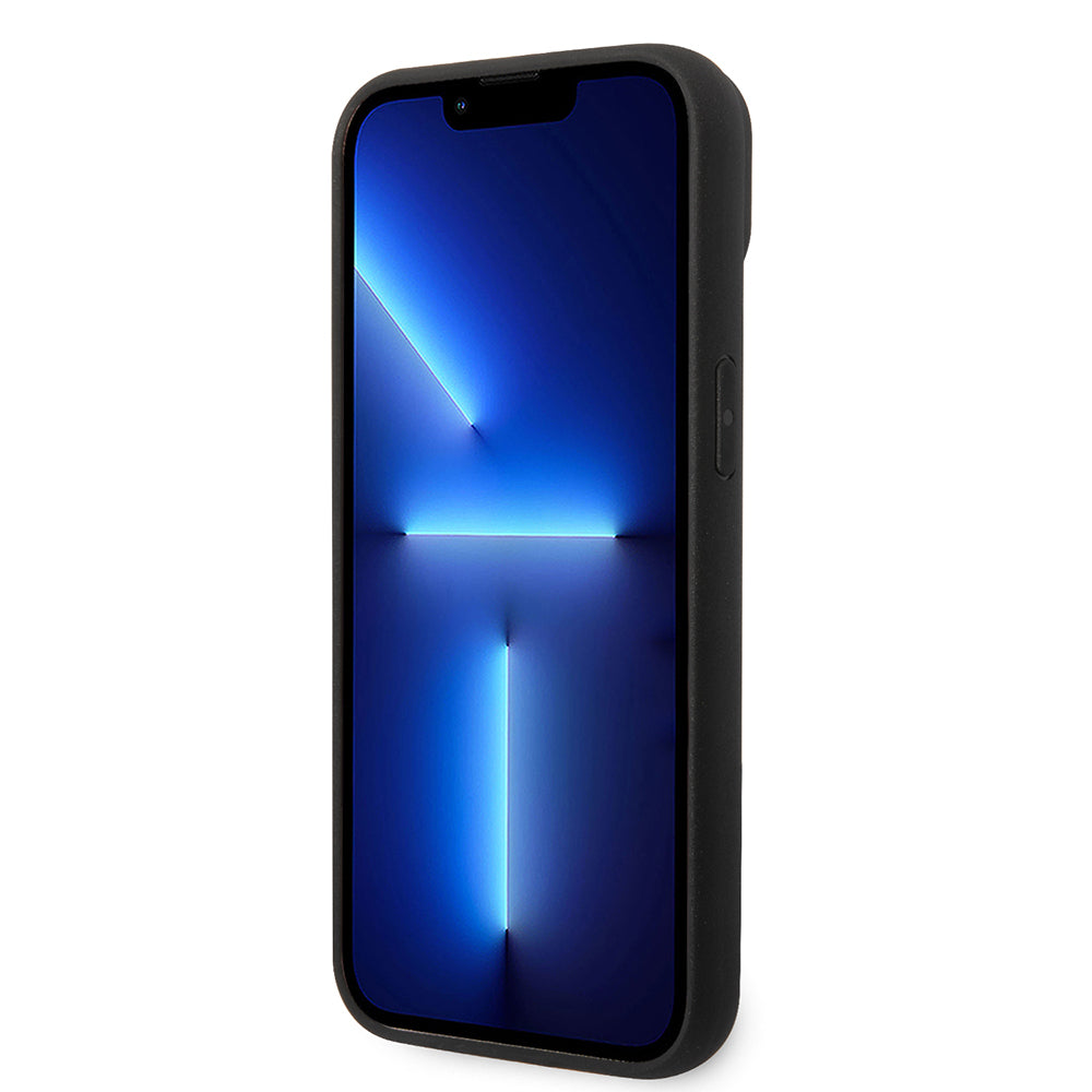 Apple iPhone 14 Plus Kılıf Ferrari Orjinal Lisanlı Klasik Metal Logolu Karbon Şerit Desenli Kapak Kırmızı