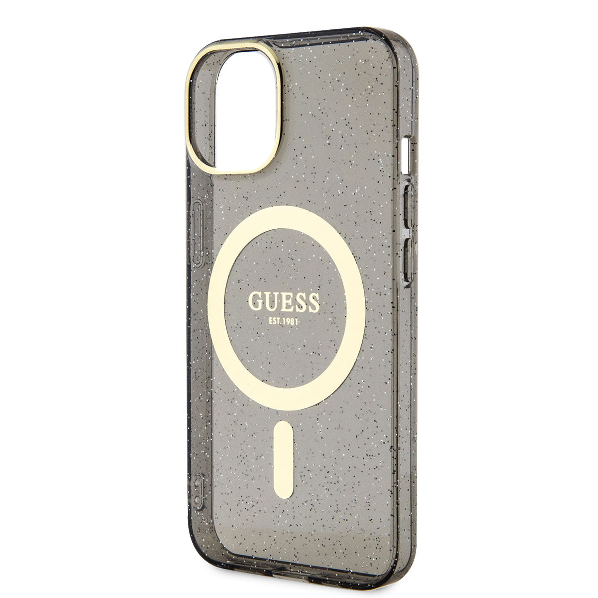Apple iPhone 14 Plus Kılıf GUESS M-safe Şarj Özellikli Glitter Kapak Siyah
