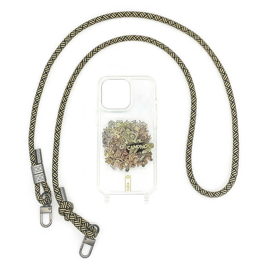 Apple iPhone 14 Plus Kılıf Kajsa Missy And Match Şeffaf Desenli İp Askılı Kapak Sarı