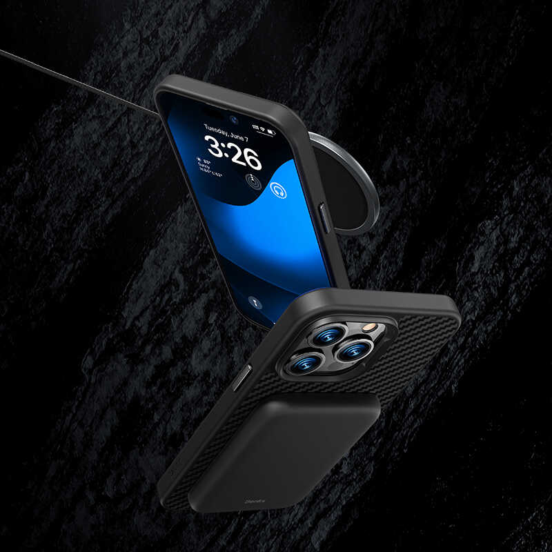 Apple iPhone 14 Plus Kılıf Karbon Fiber Benks Civilian Aramid Protective Kapak Siyah