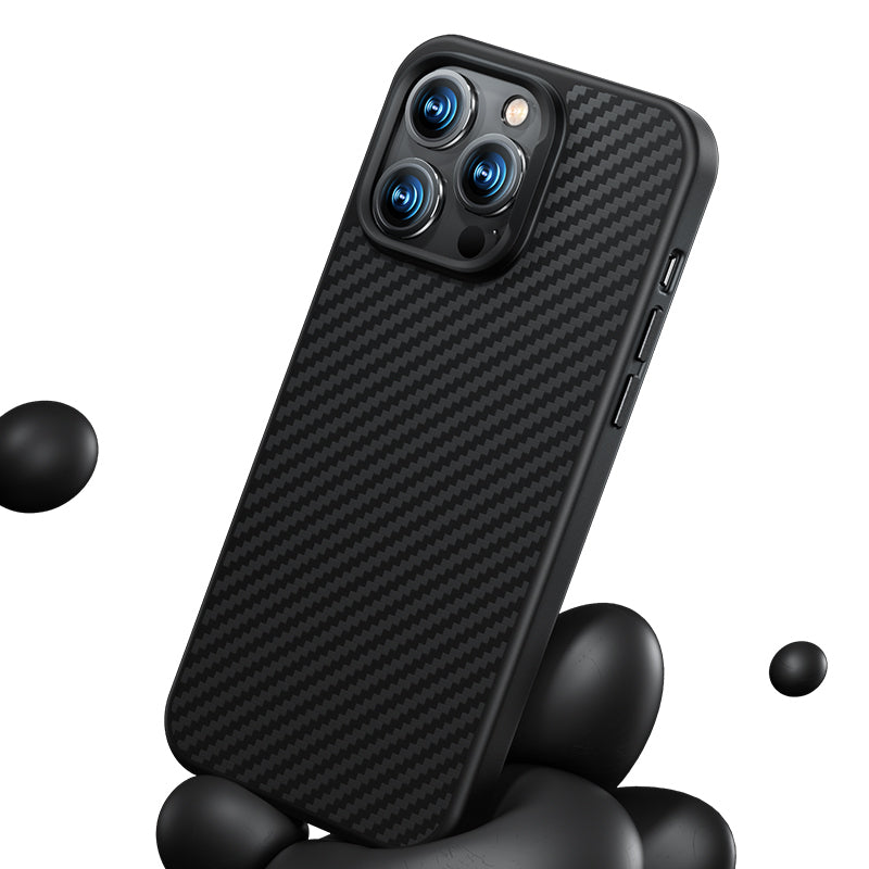 Apple iPhone 14 Plus Kılıf Karbon Fiber M-safe Şarj Özellikli Benks Hybrid ArmorPro 1500D Kevlar Kapak Siyah