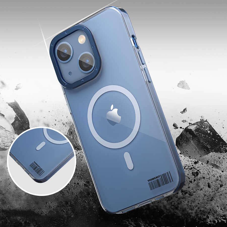 Apple iPhone 14 Plus Kılıf M-safe Şarj Özellikli Youngkit Coloured Glaze Serisi Kapak Derin Mor