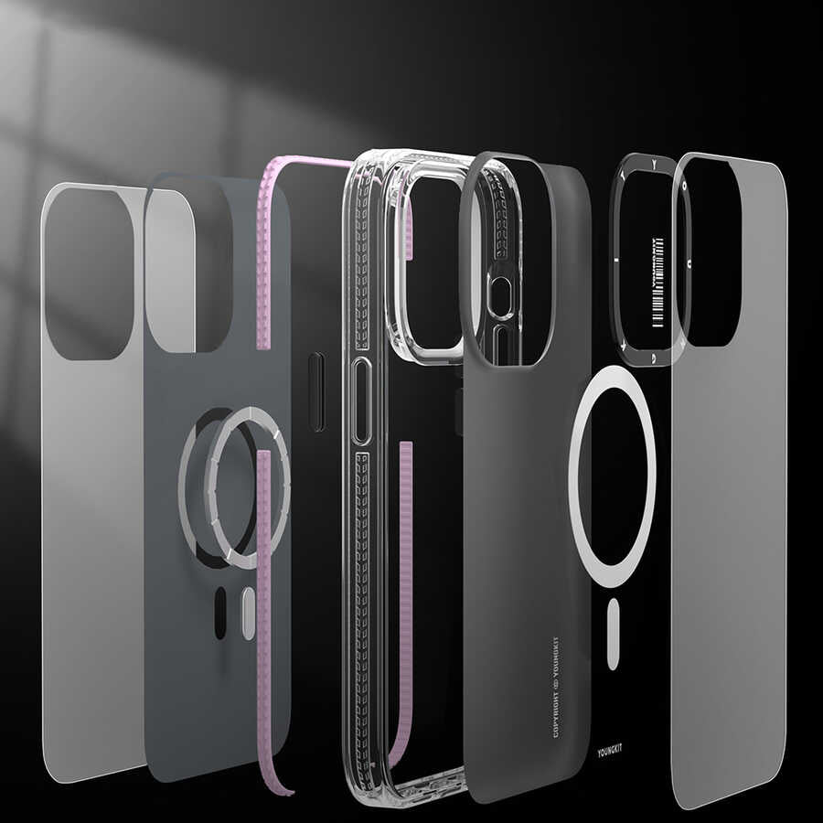 Apple iPhone 14 Plus Kılıf M-safe Şarj Özellikli YoungKit Exquisite Serisi Kapak Siyah