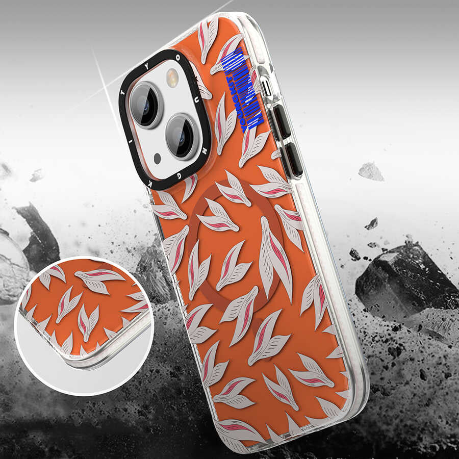 Apple iPhone 14 Plus Kılıf M-safe Şarj Özellikli Youngkit Play Rabbit Serisi Kapak Turuncu