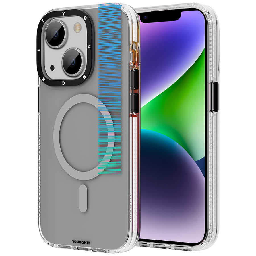Apple iPhone 14 Plus Kılıf M-safe Şarj Özellikli Youngkit Pure Serisi Kapak Mavi