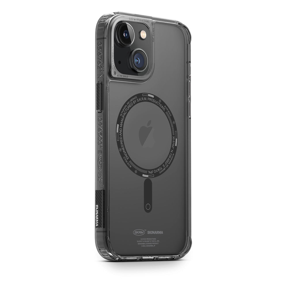 Apple iPhone 14 Plus Kılıf SkinArma Şeffaf Airbag Tasarımlı M-safe Şarj Özellikli Saido Kapak Füme