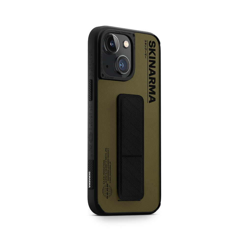 Apple iPhone 14 Plus Kılıf SkinArma Standlı Deri Görünümlü Gyo Kapak Olive