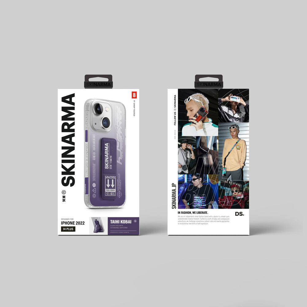 Apple iPhone 14 Plus Kılıf SkinArma Standlı Şeffaf Tasarımlı Taihi Kobai Kapak Mor